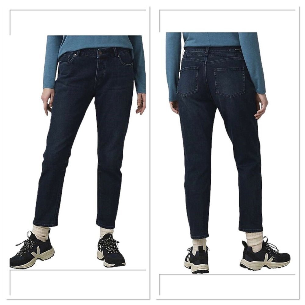 Prana Deep Blue Buxton Organic Stretch Cotton Slim Boyfriend Jean Cropped